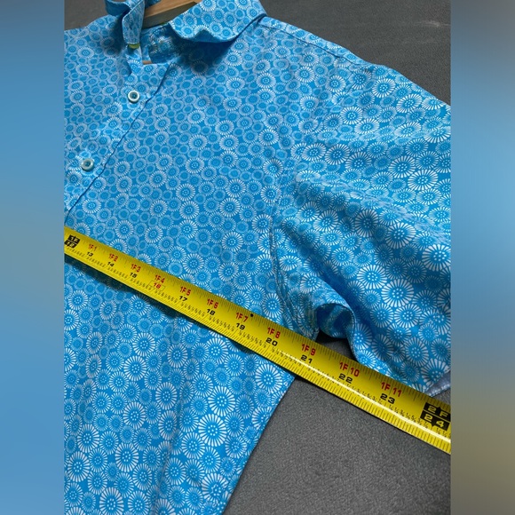 Marti Kat Shirt Mens Small Blue Short Sleeve Button Up Geometric Beach Vacation - Picture 7 of 11